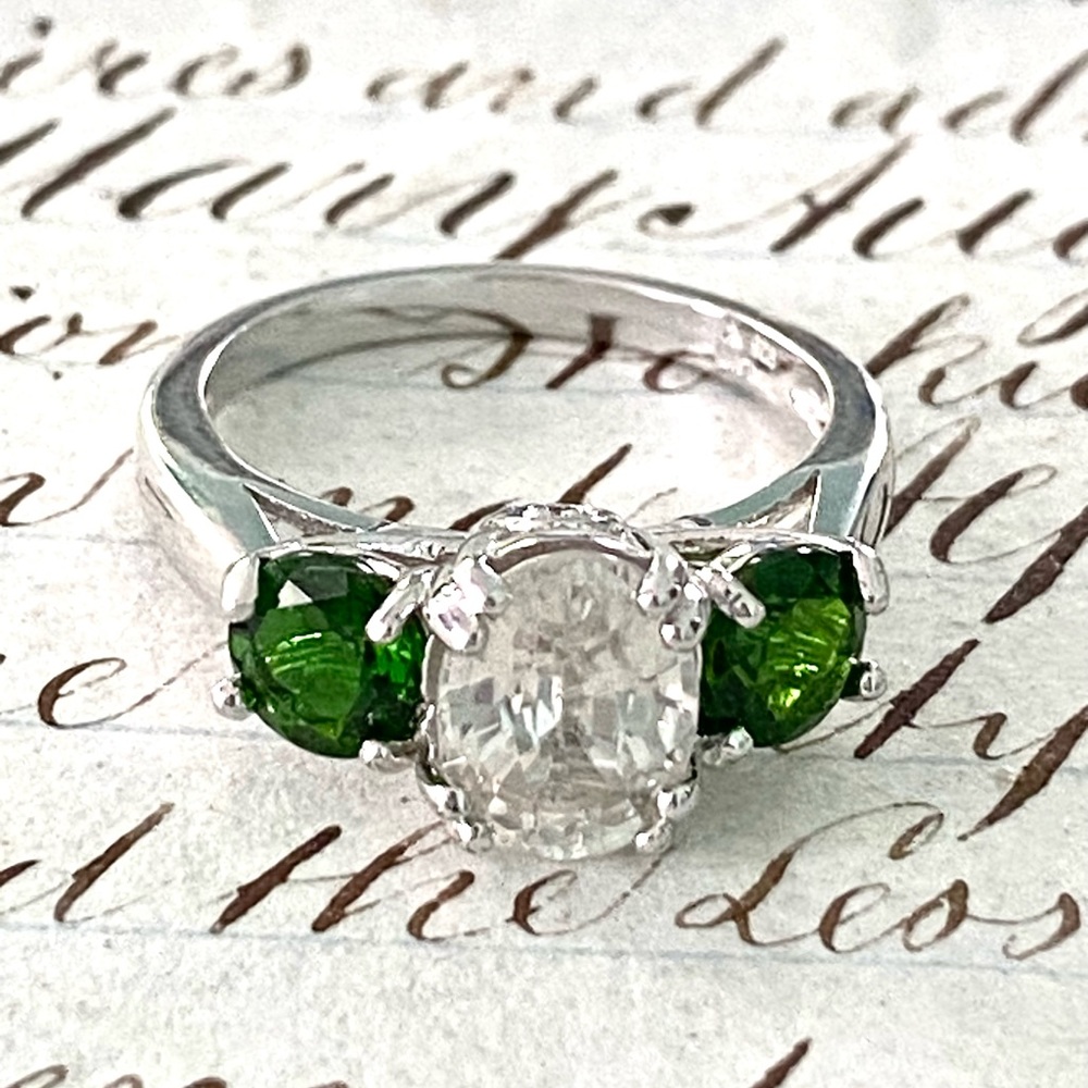 Stunning Sterling Silver 925 Three Stone Ring Thailand Size 5